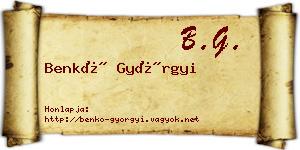 Benkő Györgyi névjegykártya